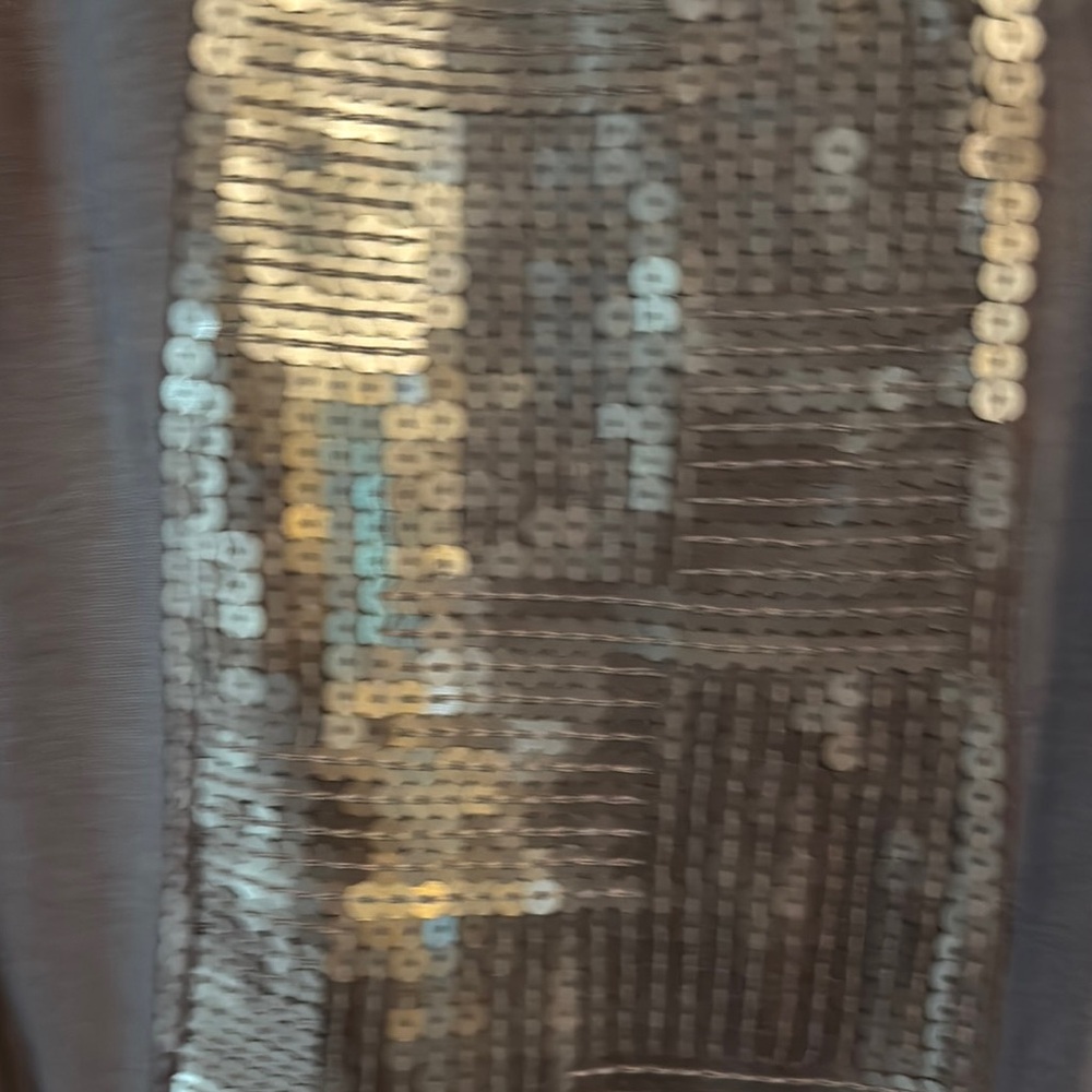 Nine West Tan Sequin Short Sleeve T-Shirt - Picture 5 of 8